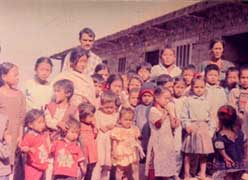 Children with the teacher Bhubaneswari Primary School, Bhimkhori - 9, Harkapur.